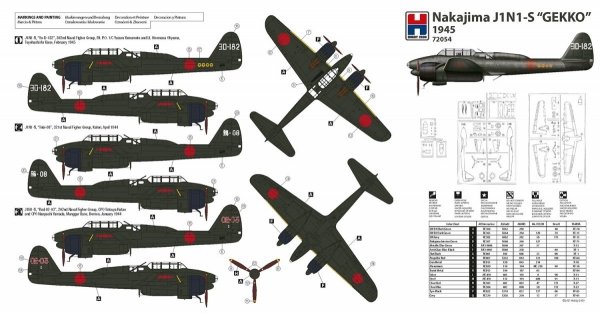 Hobby 2000 72054 Nakajima J1N1-S &quot;GEKKO&quot; 1945 1/72