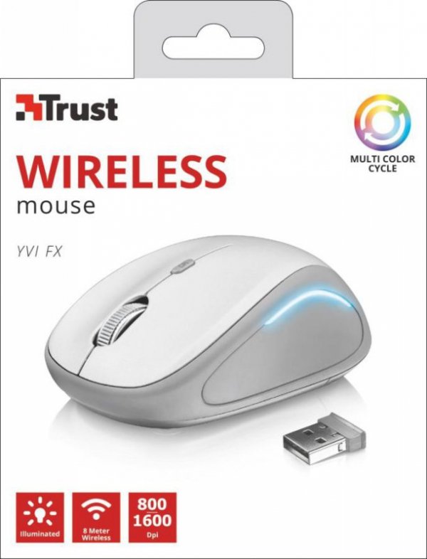Mysz Trust Yvi FX 22335 (optyczna; 1600 DPI; kolor biały)