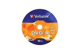 Verbatim DVD-R 16x 4.7GB 10P SP Matt Silver Wrap 43729