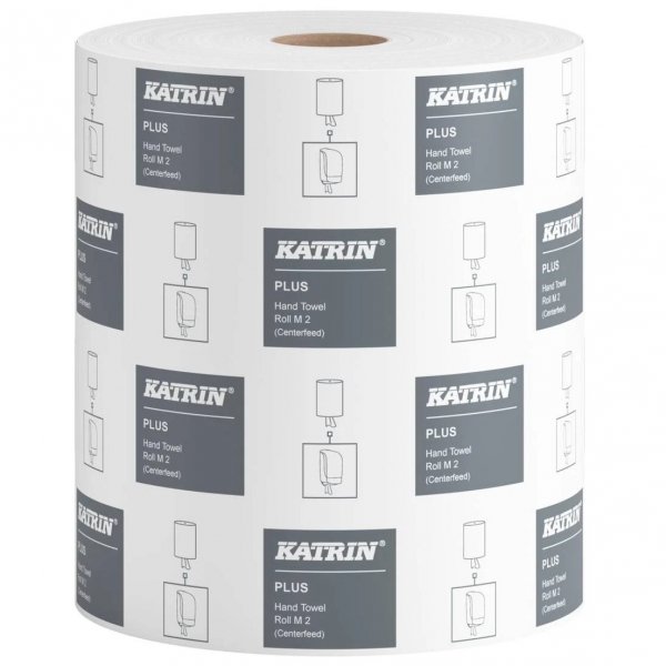 Ręczniki papierowe Katrin Plus M2 w roli 2-warstwowe białe 90m 6 sztuk [2658]