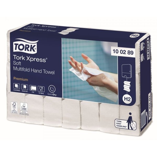 Ręczniki składane Tork Xpress Premium H2 2-warstwowe białe 21x150 listków