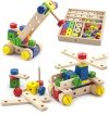 Drewniany zestaw konstrukcyjny 53 elementy w skrzynce - Viga Toys 