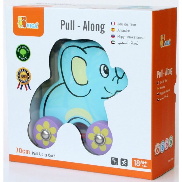 Drewniany słoń do ciągnięcia na sznurku - Viga Toys