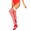 Obsessive Kissmas Pończochy L/XL Czerwono-Białe Paski Multistretch