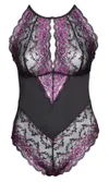 Cottelli CURVES - Dwukolorowe Kwiatowe Body Z Delikatne Koronki 4XL