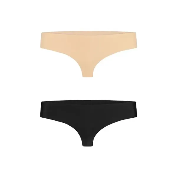 Bye Bra Invisible Thong 2-Pack Nude & Black M - Bezszwowe stringi