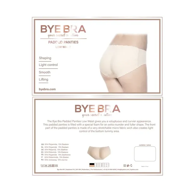 Bye Bra Padded Panties M Nude - Majtki modelujące niski stan beżowe