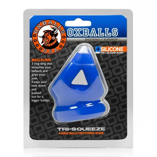 Oxballs - Tri-Squeeze Silikonowy Pierścień Erekcyjny Na Penisa 3w1 Niebieski