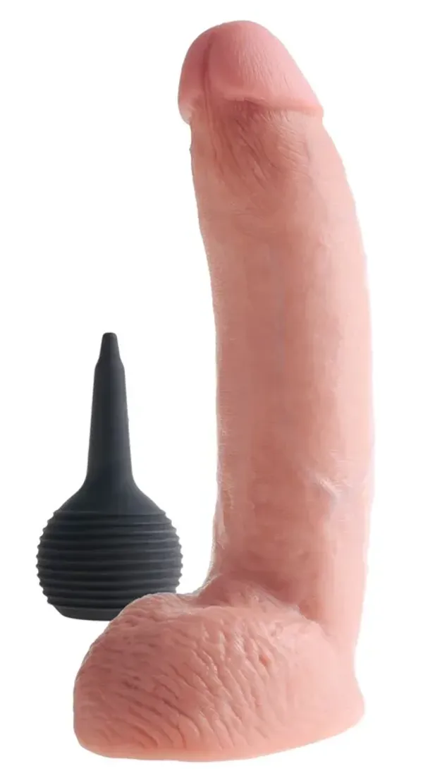 King Cock - Realistyczne Naturalne Dildo Z Wytryskiem 23 CM Jasny Kolor Skóry