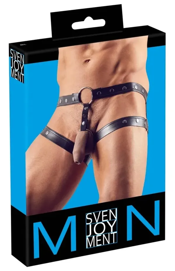 Svenjoyment Jockstrap Męski Czarny Matowy z Paskami na Uda M-L