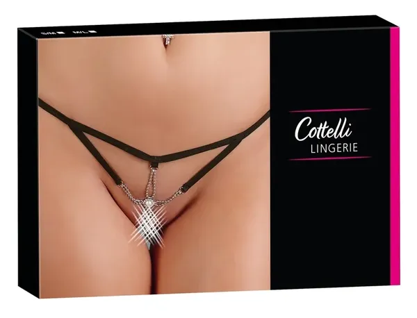 Cottelli Lingerie Stringi z cienkich paskow S/M srebrne detale