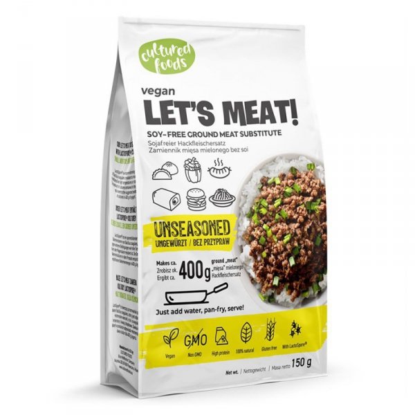 Let&#039;s Meat! Roślinny zamiennik mięsa - bez przypraw Cultured Foods 150g
