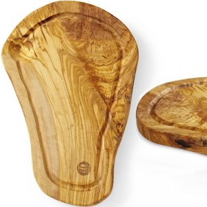 Deska do serwowania z drewna oliwnego z rowkiem 300 x 210 x 18 mm - Hendi 505199