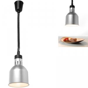 Lampa do podgrzewania potraw - wisząca cylindryczna stożkowa srebrna 250W