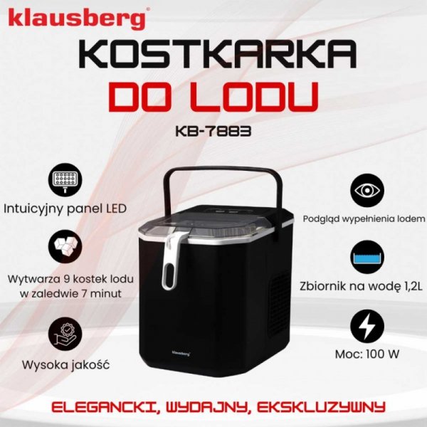 AUTOMATYCZNA KOSTKARKA DO LODU 1,2L 100W KLAUSBERG KB-7883