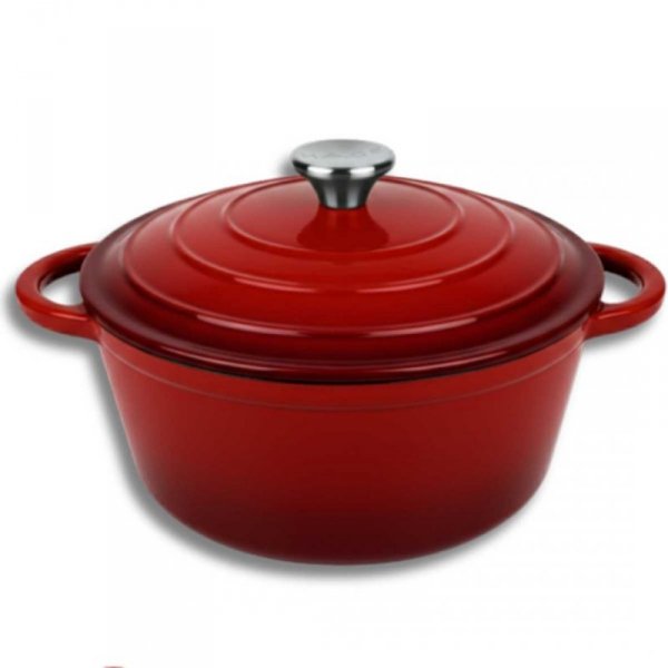 EMALIOWANY GARNEK ŻELIWNY 26cm 5L HAGE CZERWONY