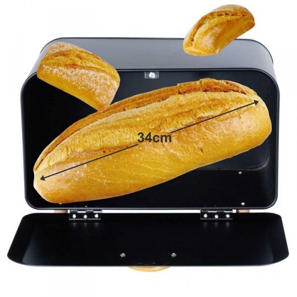 CHLEBAK STALOWY POJEMNIK NA PIECZYWO 259618 CZARNY