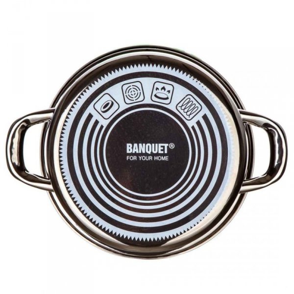 GARNEK EMALIOWANY 22cm 3,7L Z POKRYWĄ BANQUET METALLIC BLACK