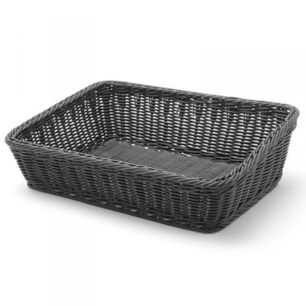 Kosz ekspozycyjny na pieczywo chleb skośny prostokątny czarny 400x300x120 mm - Hendi 426661