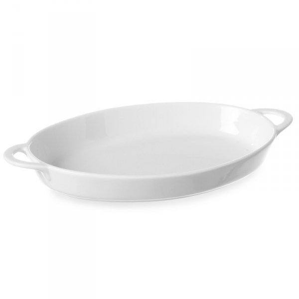 Półmisek do zapiekania owalny z uchwytami 165x105x30mm biała porcelana - Hendi 784006