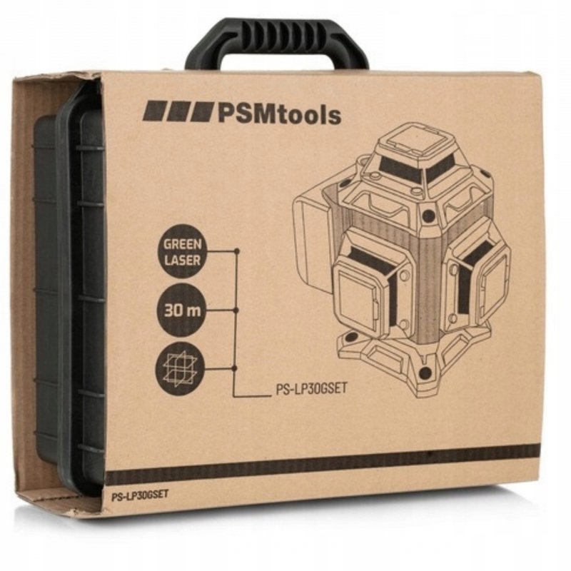 Laser krzyżowy płaszczyznowy niwelator 4 x 360° zielona wiązka + akcesoria