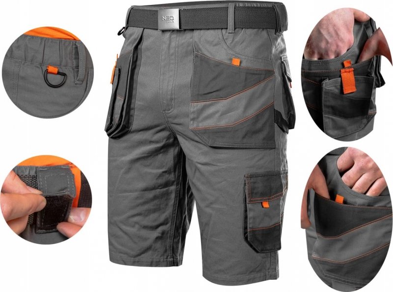 KRÓTKIE SPODENKI SPODNIE 100% COTTON KIESZENIE +PASEK 81-331 R. XXXL/58 NEO