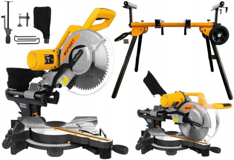 Piła pilarka ukośnica z posuwem 305mm 2000W+stół roboczy z kołami SMART365