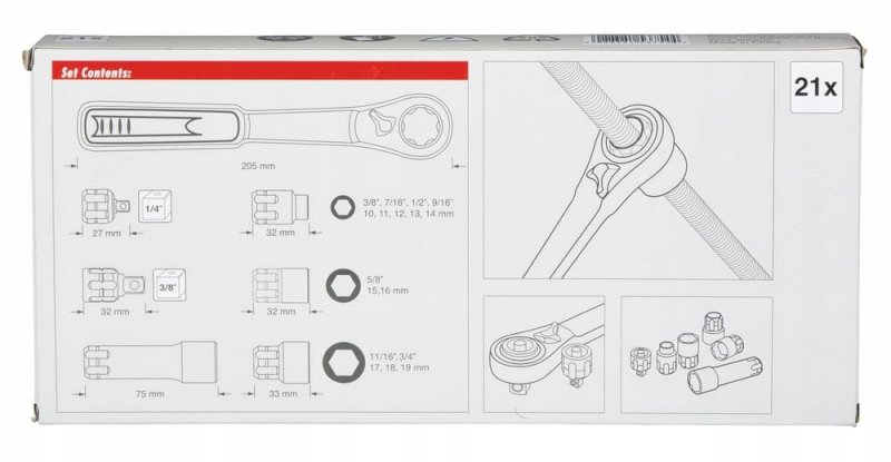 Zestaw nasadek przelotowych Makita 21 szt.1/4" i 3/8" Dla Efektywnej Pracy