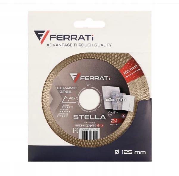FERRATi STELLA Tarcza diamentowa 125mm do cięcia Gresu Ceramiki Kamienia