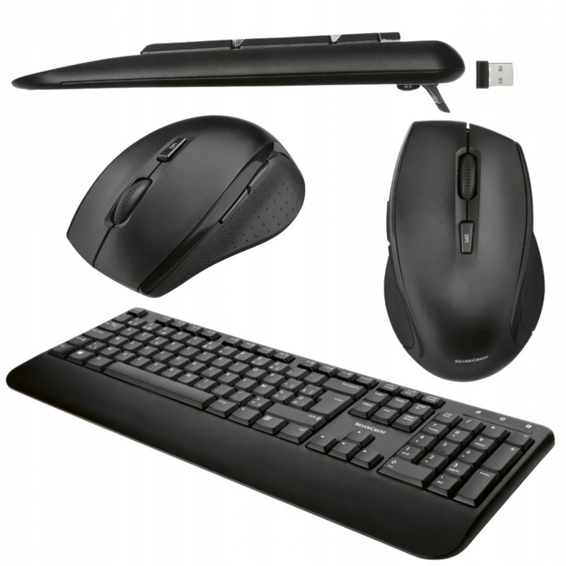 KLAWIATURA I MYSZ BEZPRZEWODOWA ZESTAW CZARNY USB 2000 DPI REGULOWANE NÓŻKI