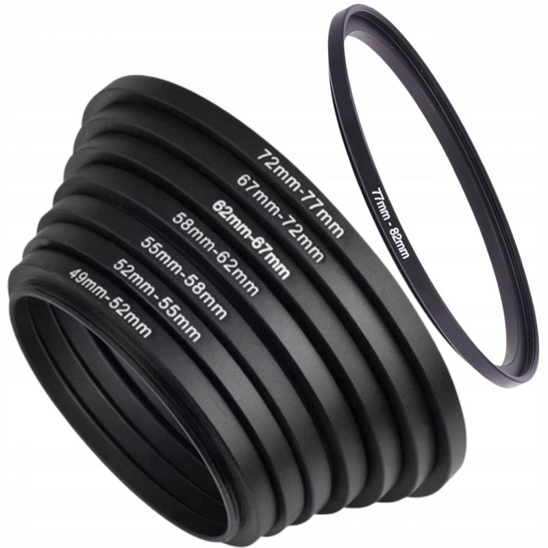 ZESTAW Komplet redukcji filtrowych 49 52 55 58 62 67 72 77 mm STEP UP 8szt
