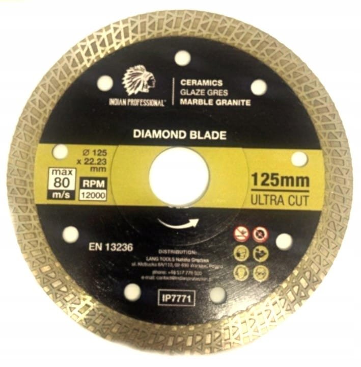 Tarcza diamentowa do cięcia gresu ceramiki 125x22,23mm Ultra Cut INDIAN PRO