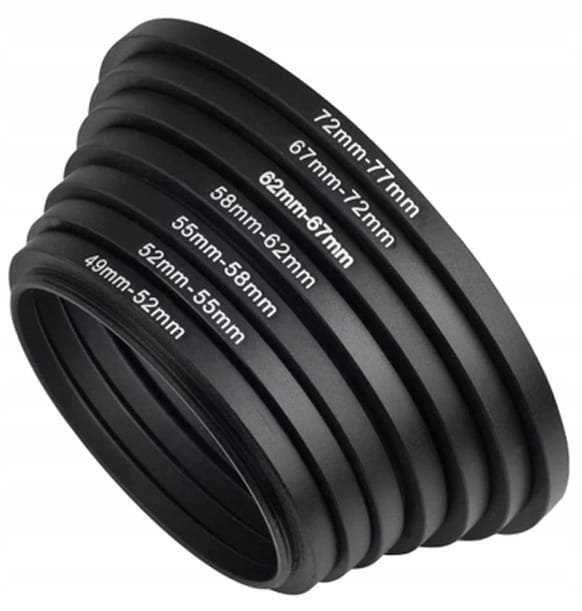 ZESTAW Komplet redukcji filtrowych 49 52 55 58 62 67 72 77 mm STEP UP 8szt