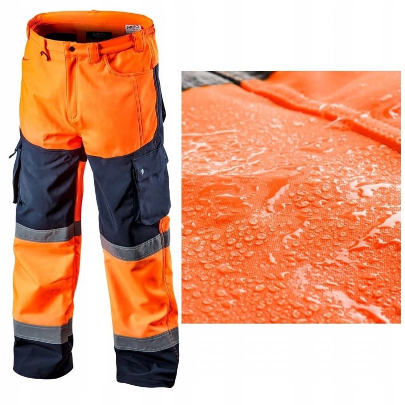 Spodnie robocze ostrzegawcze SOFTSHELL pomarańczowe XL NEO