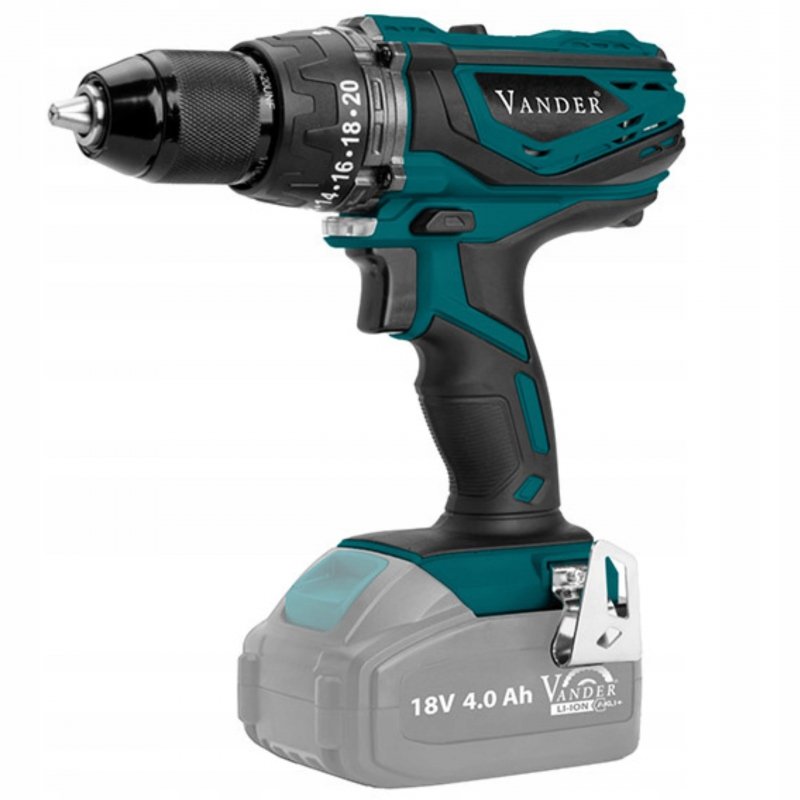 VANDER Wiertarko-Wkrętarka Akumulatorowa Udarowa 18V 6,0Ah 50Nm LEKKA 1,9kg