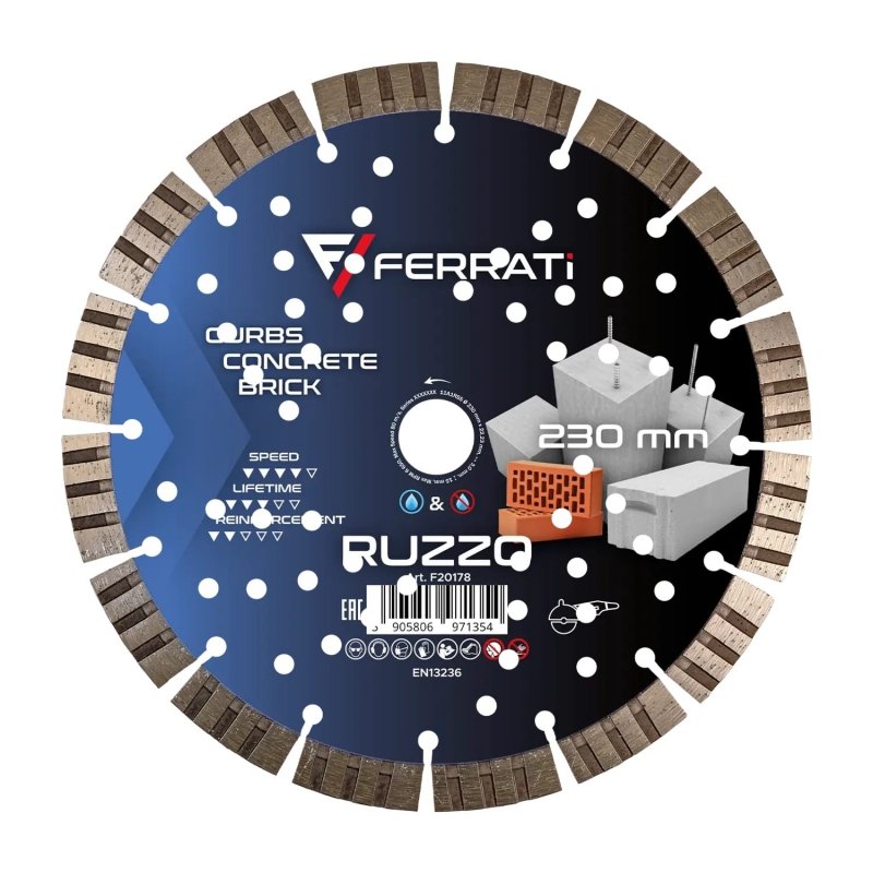 FERRATI RUZZO Tarcza diamentowa 230mm do cięcia twardych materiałów 1A1RSSW