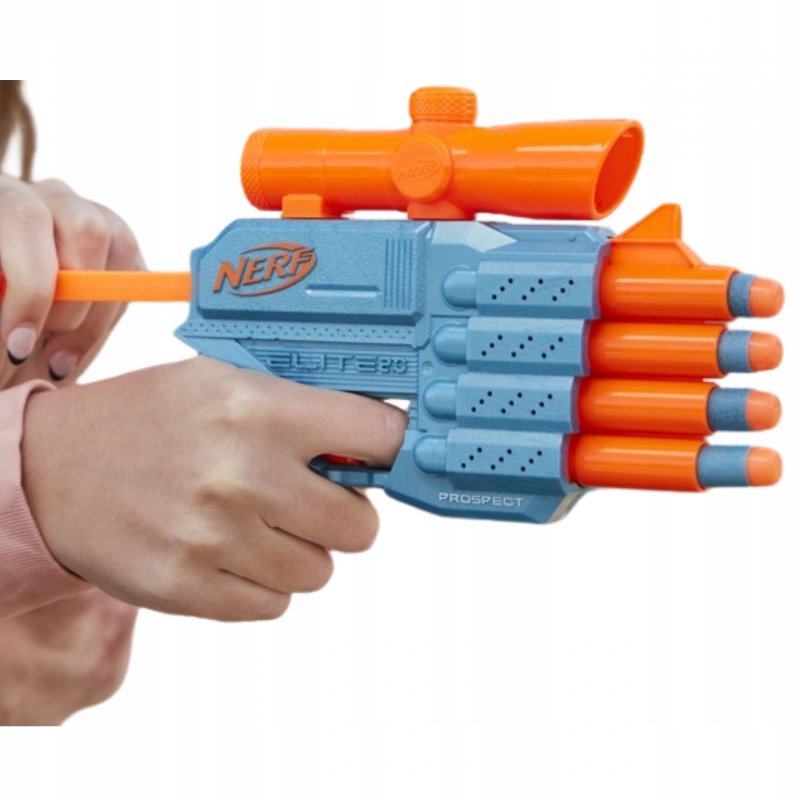 Pistolet wyrzutnia do 20m NERF dla dziecka 4-lufowy magazynek + 8x STRZAŁKA