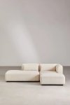 narożna sofa modułowa Fogler z lewym szezlongiem i pufą – beżowy sztruks, nowoczesny styl, 4 miejsca – Bellissima Casa
