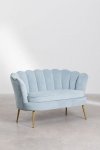 Nowoczesna sofa Keiko do salonu lub poczekalni w stylu glamour-złote nogi niebieska