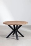 Okrągły stół do jadalni lub salonu z drewna akacjowego na krzyżaku