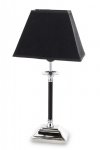 Klasyczna i elegancka srebrna lampa z czarnym abażurem