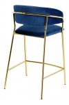 Krzesło barowe Aldo do kuchni niebieskie - welur, podstawa złota