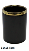 Nowoczesny elegancki wazon osłonka czarny ze złotym wykończeniem średni
