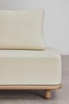 Modułowa sofa ogrodowa Portet z tapicerką Gardenia Biel i drewnianym stolikiem 95x95 cm