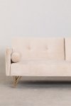 3-osobowa sofa do salonu rozkładana z funkcją spania z  aksamitu na metalowych nóżkach krem beż