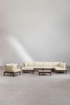 zestaw ogrodowy roxy z drewna akacjowego – sofa, fotel, puf i stolik kawowy w naturalnym stylu