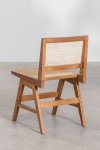 Krzesło do jadalni z drewna jesionowego z ratanowym siedziskiem i oparciem kolor jasny brąz