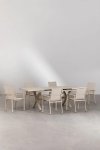  Zestaw Rozkładanego Stołu Prostokątnego (180-240x90 cm) i 6 Aluminiowych Krzeseł Ogrodowych Paula - Kremowy