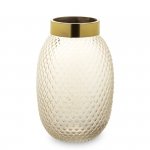 Szampański wazon szklany z metalowym złotym wykończeniem L