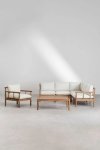 Zestaw mebli do ogrodu Alvin ogrodowy komplet sofa 5-osobowa fotel i stolik z drewna akacjowego